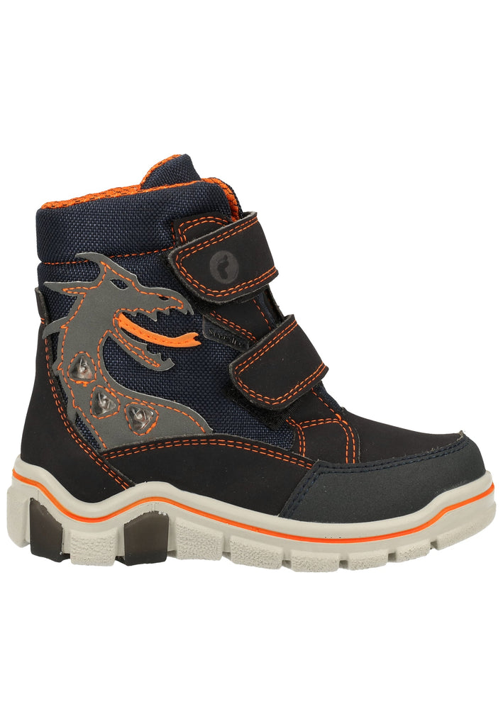 Ricosta Stiefel Lederimitat/Textil Blau/Orange Warmfutter