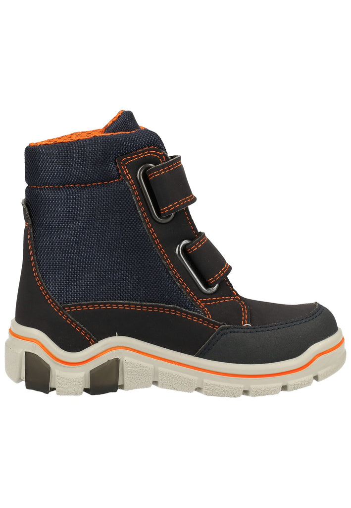 Ricosta Stiefel Lederimitat/Textil Blau/Orange Warmfutter