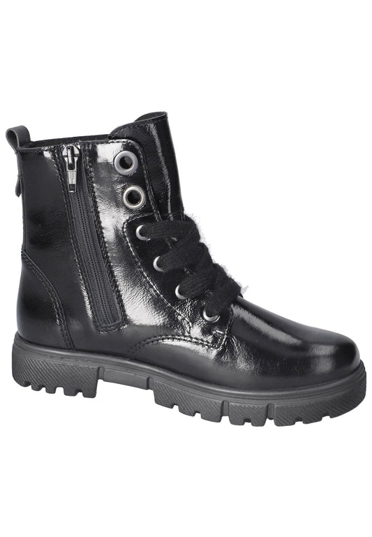 Ricosta Stiefelette Leder/Synthetik Schwarz Lack Warmfutter