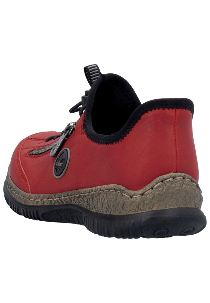 Rieker Halbschuhe Lederimitat Rot/Schwarz