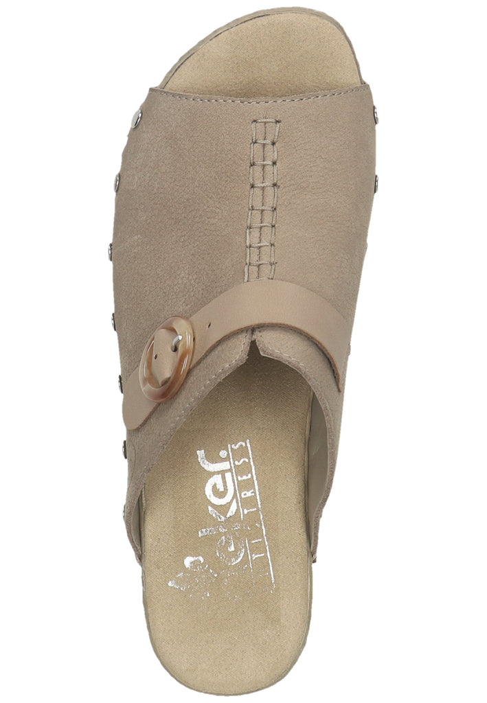 Rieker Pantoletten Leder Beige