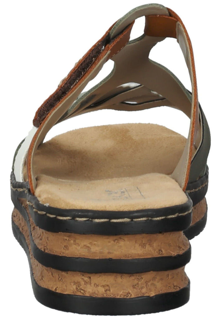 Rieker Pantoletten Leder/Synthetik Grün/Braun