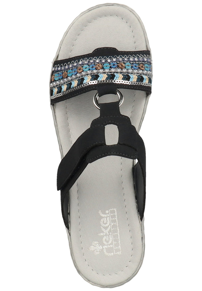 Rieker Pantoletten Lederimitat Pazifik