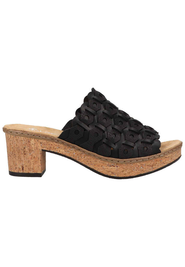 Rieker Pantoletten Lederimitat Schwarz