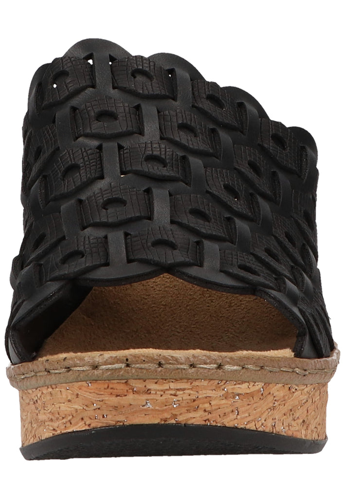 Rieker Pantoletten Lederimitat Schwarz