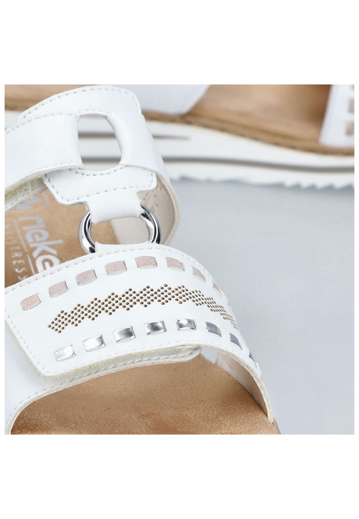 Rieker Pantoletten Lederimitat Weiß/Gold