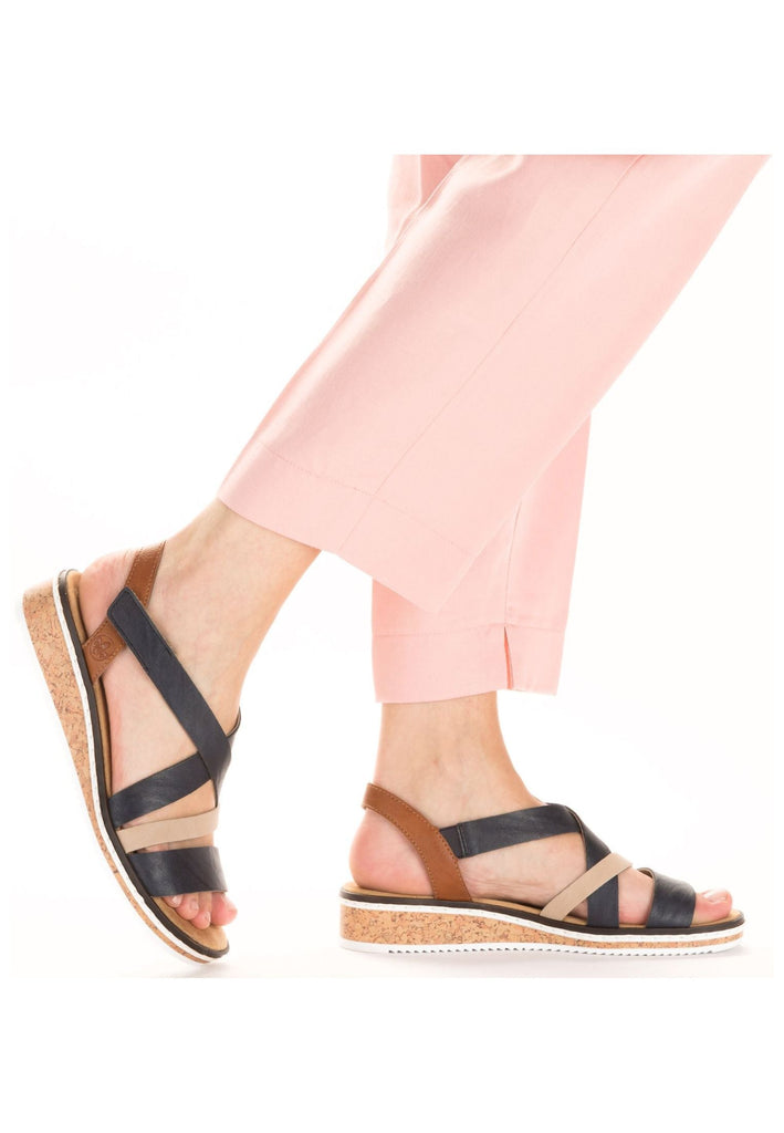 Rieker Sandalen Lederimitat Blau/Beige