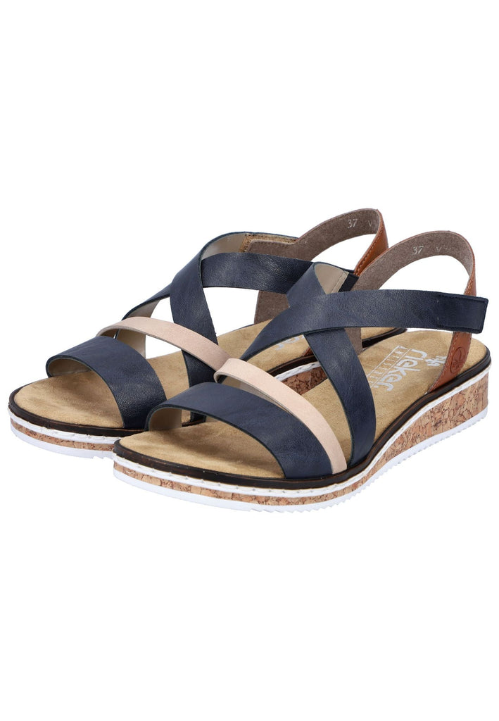 Rieker Sandalen Lederimitat Blau/Beige
