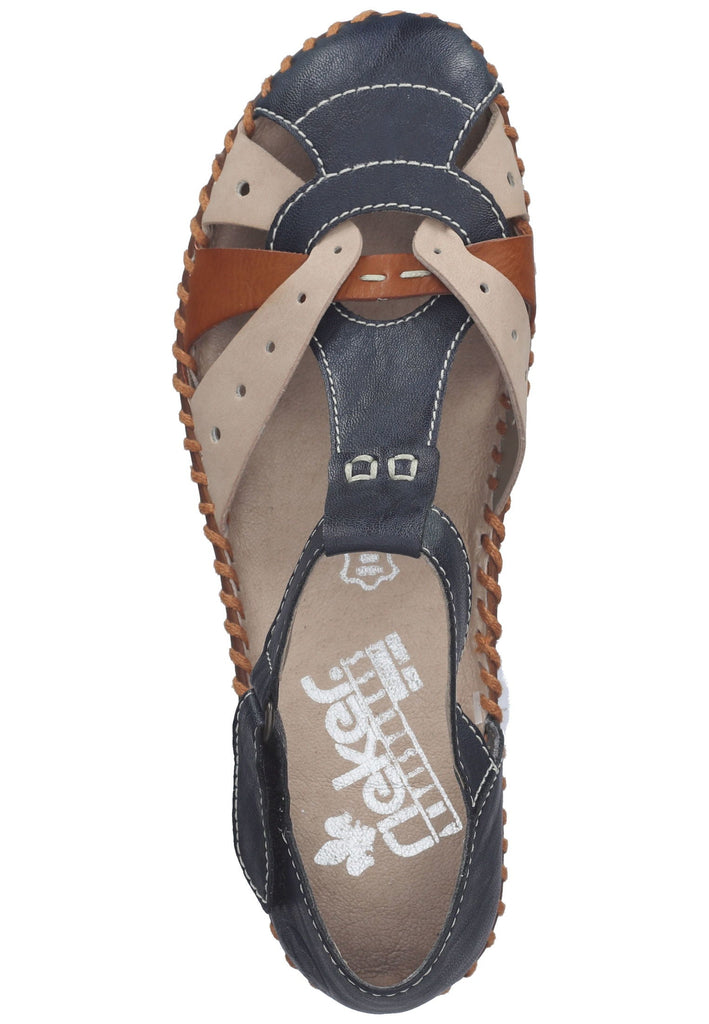 Rieker Sandalen Lederimitat Blau/Beige