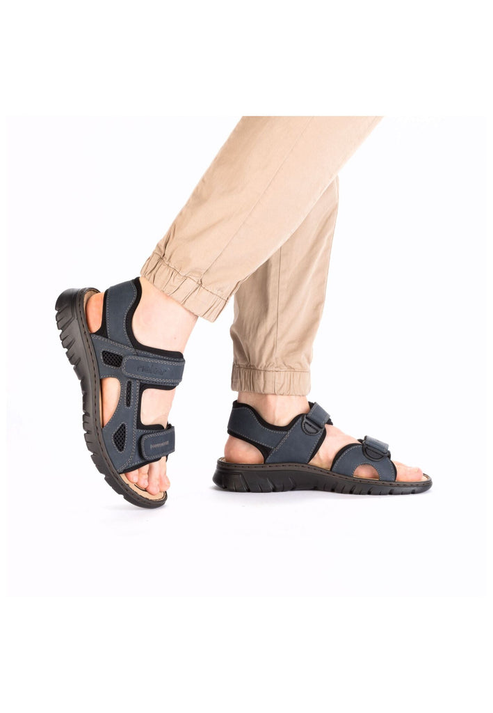 Rieker Sandalen Lederimitat Blau/Schwarz
