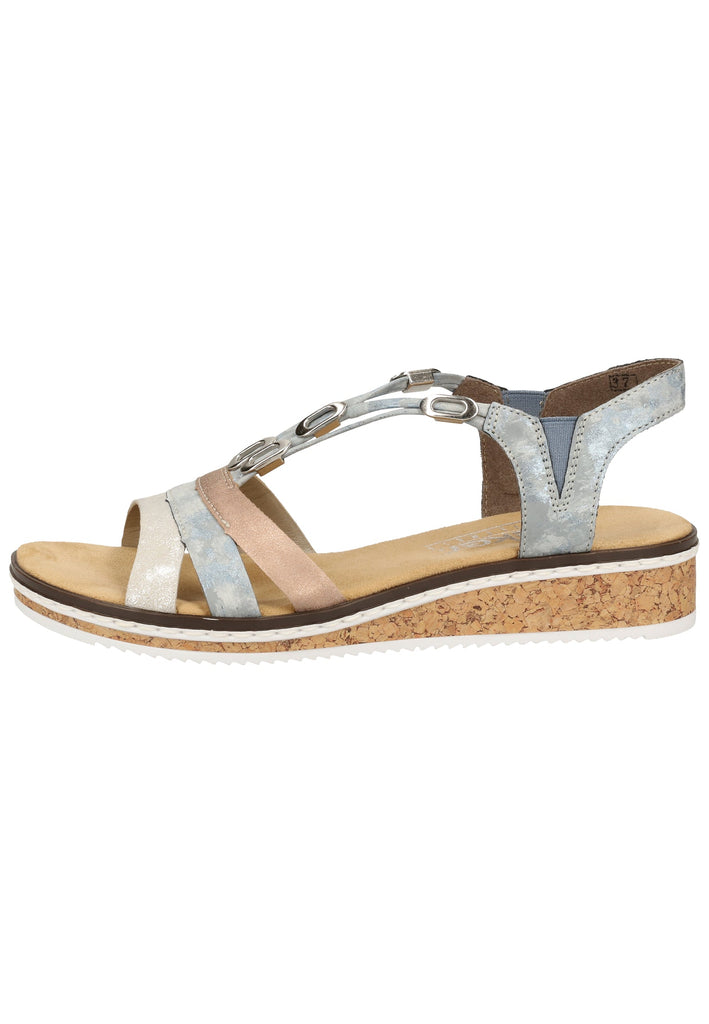 Rieker Sandalen Lederimitat Blau/Silber