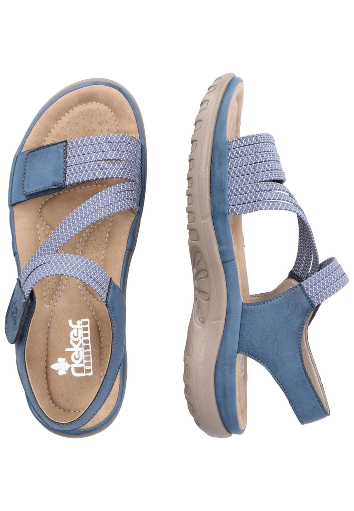 Rieker Sandalen Lederimitat Blau/Weiß