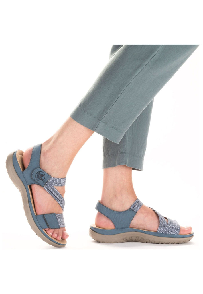 Rieker Sandalen Lederimitat Blau/Weiß