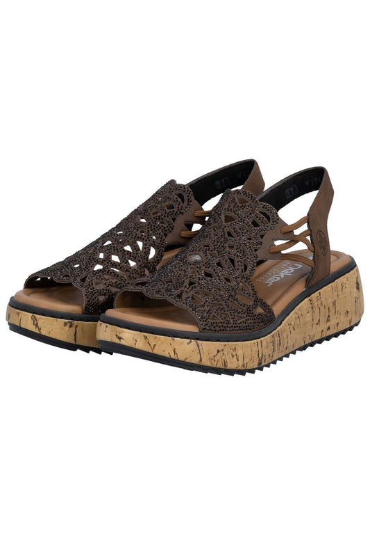 Rieker Sandalen Lederimitat Dunkelbraun