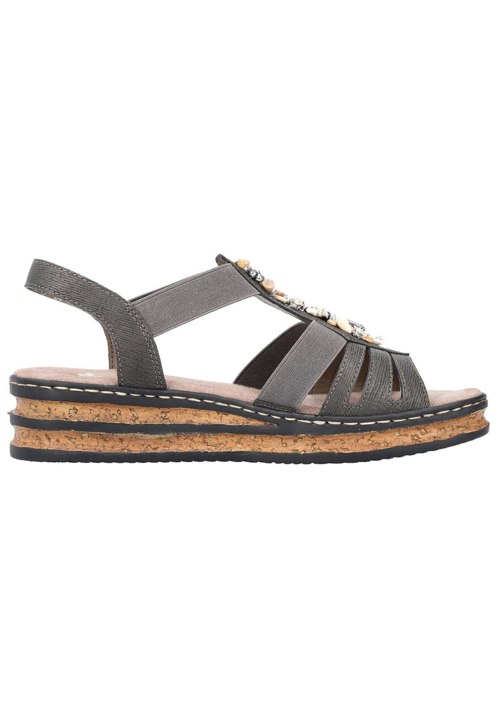 Rieker Sandalen Lederimitat Grau