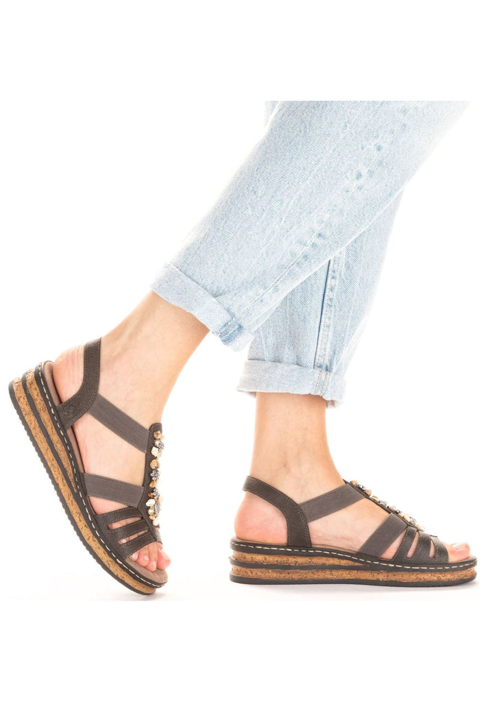 Rieker Sandalen Lederimitat Grau