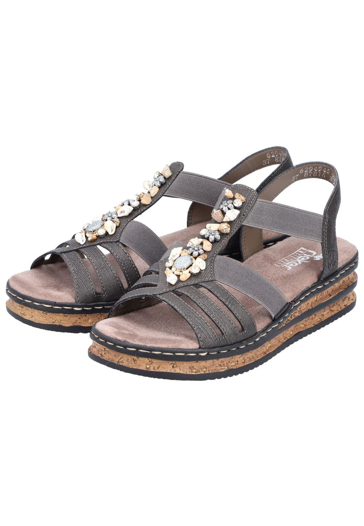 Rieker Sandalen Lederimitat Grau