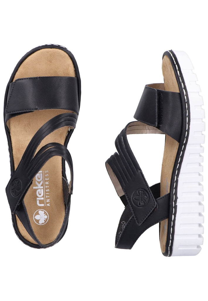 Rieker Sandalen Lederimitat Schwarz