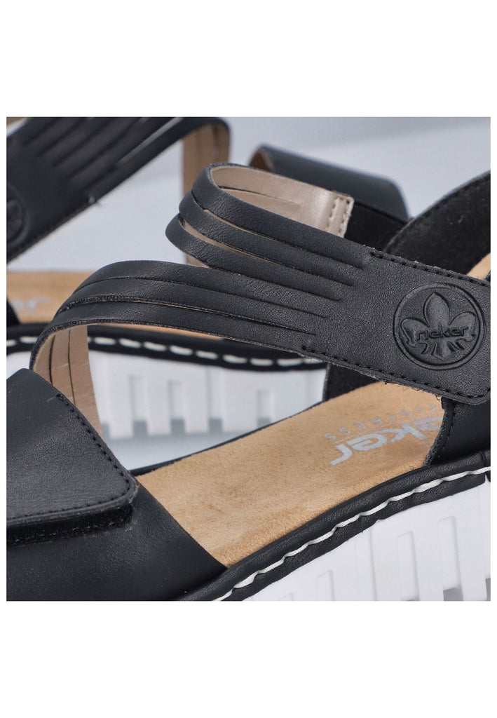 Rieker Sandalen Lederimitat Schwarz