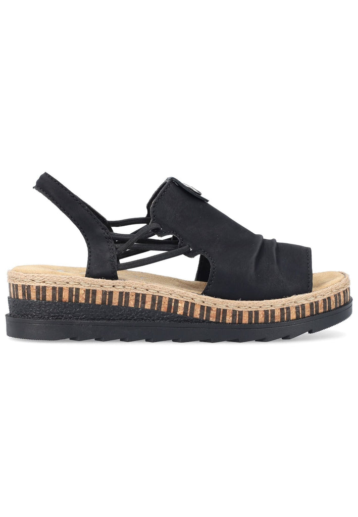Rieker Sandalen Lederimitat Schwarz