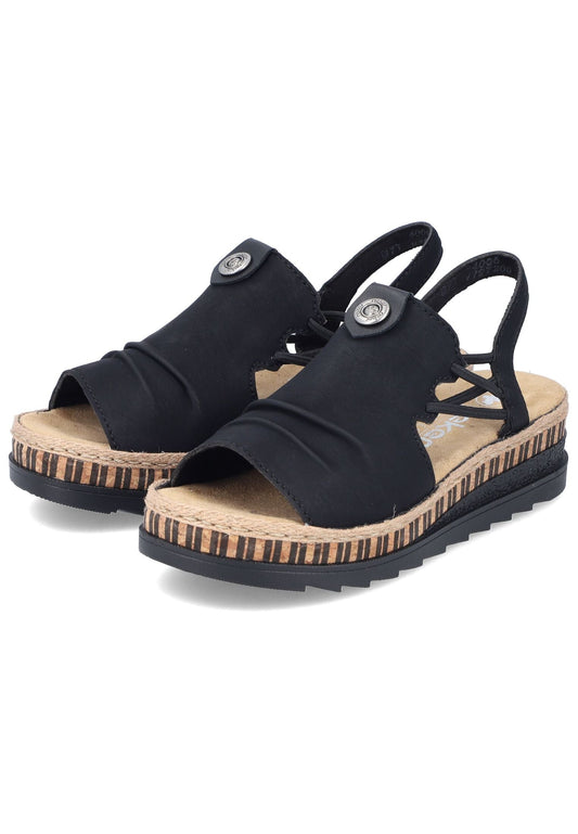 Rieker Sandalen Lederimitat Schwarz