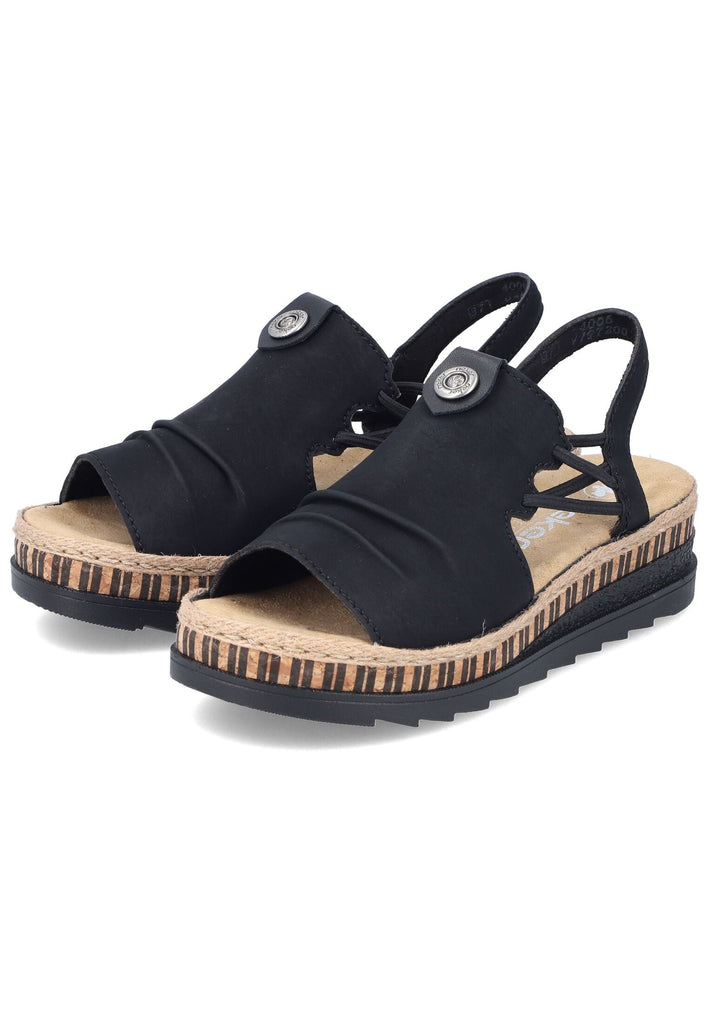 Rieker Sandalen Lederimitat Schwarz