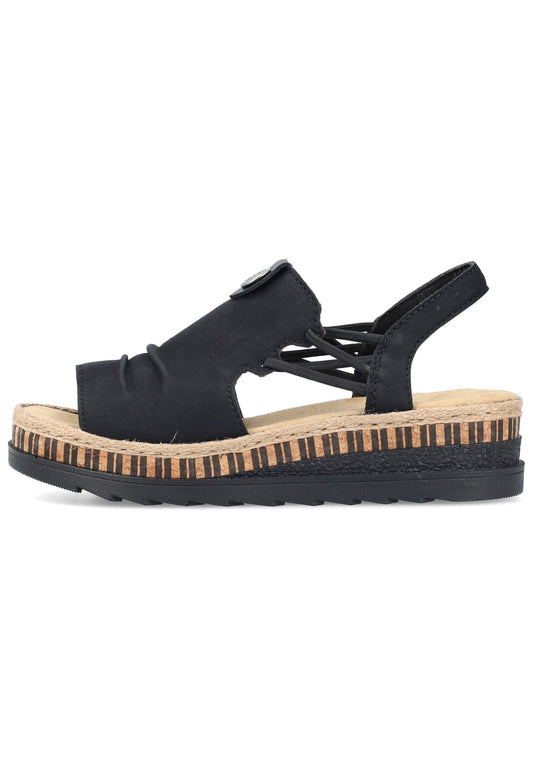 Rieker Sandalen Lederimitat Schwarz