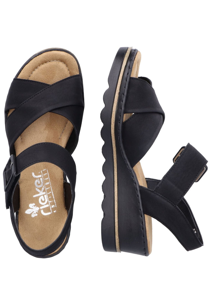 Rieker Sandalen Lederimitat Schwarz