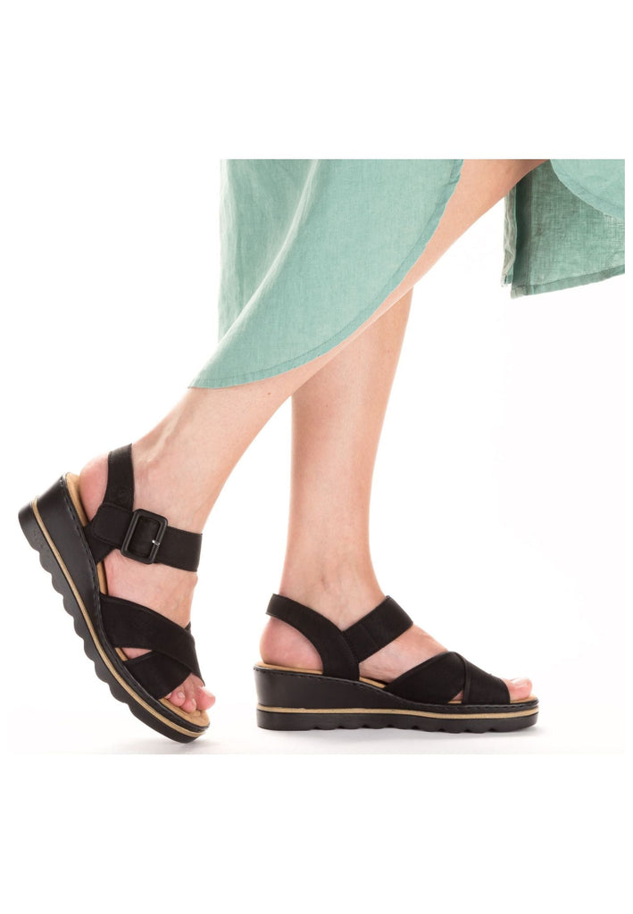 Rieker Sandalen Lederimitat Schwarz