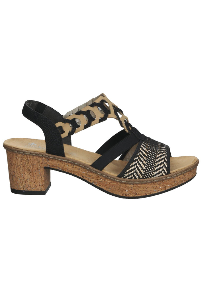 Rieker Sandalen Lederimitat Schwarz