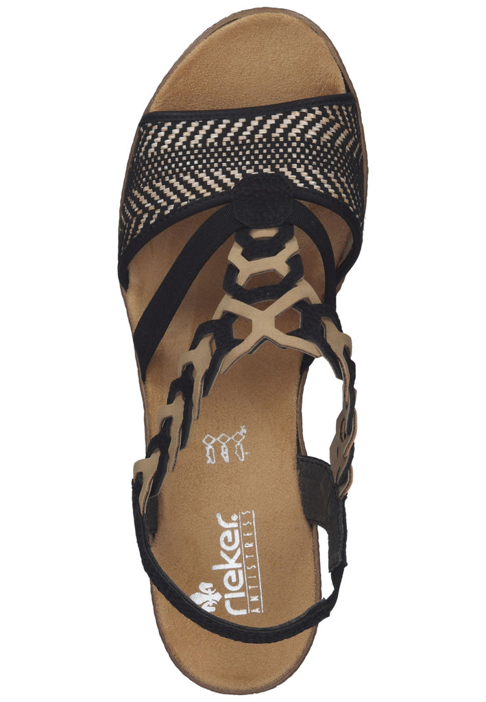 Rieker Sandalen Lederimitat Schwarz