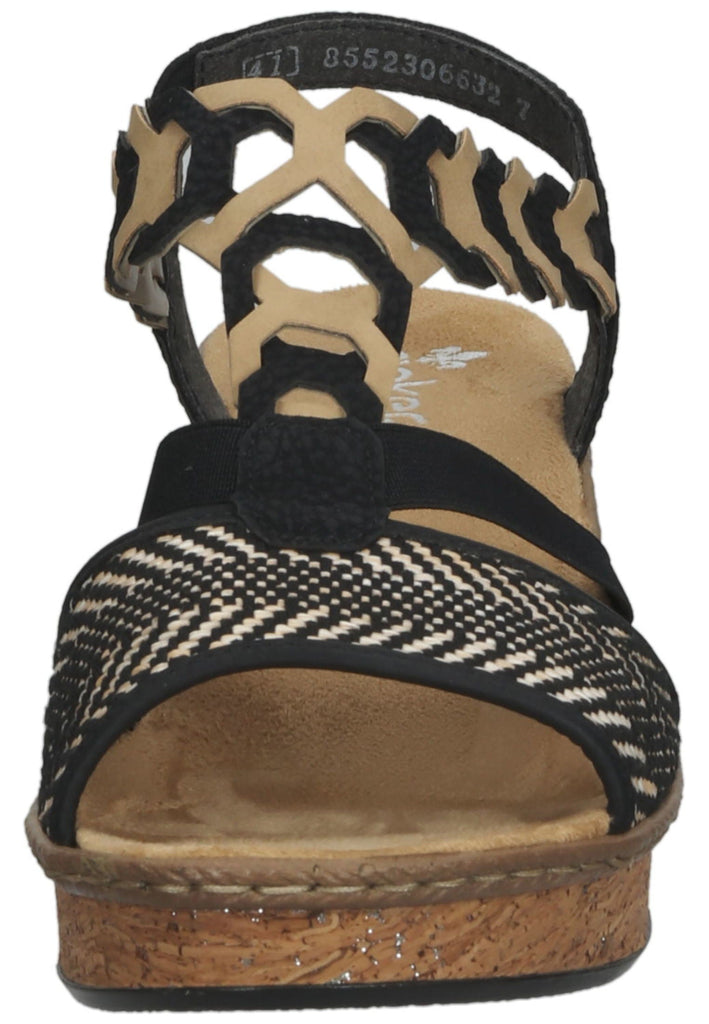 Rieker Sandalen Lederimitat Schwarz