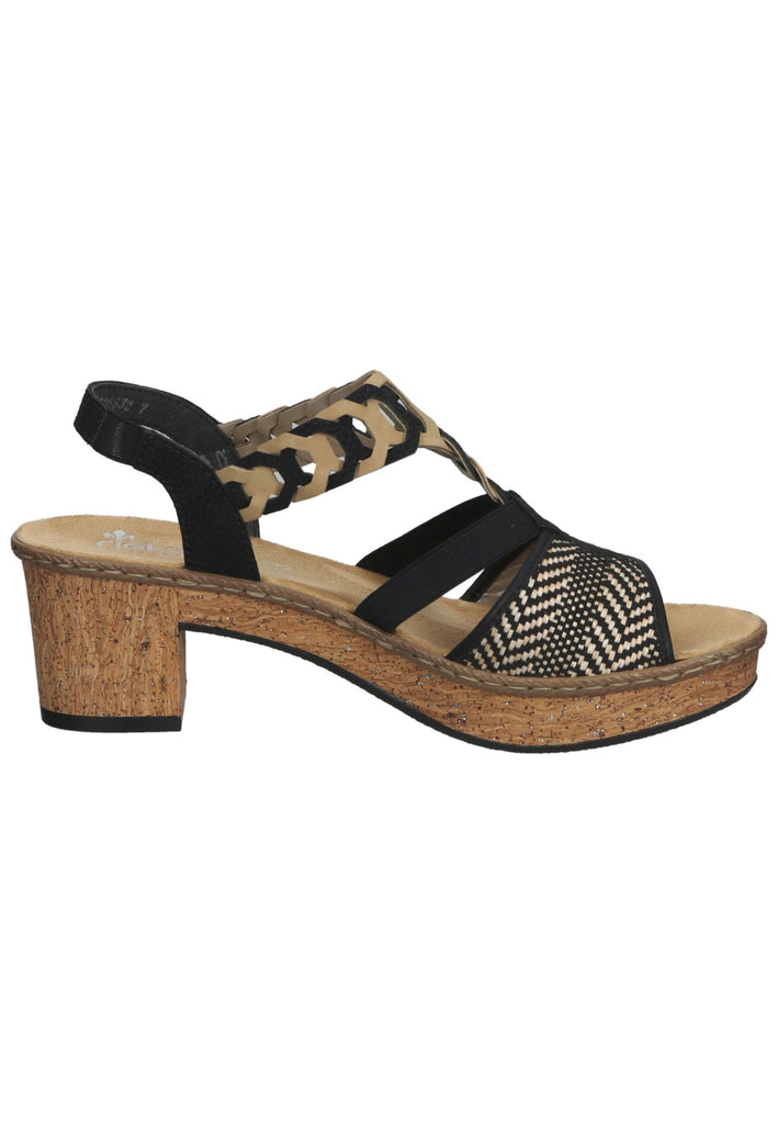 Rieker Sandalen Lederimitat Schwarz