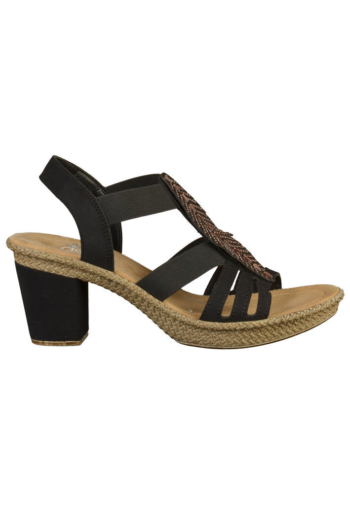 Rieker Sandalen Lederimitat Schwarz
