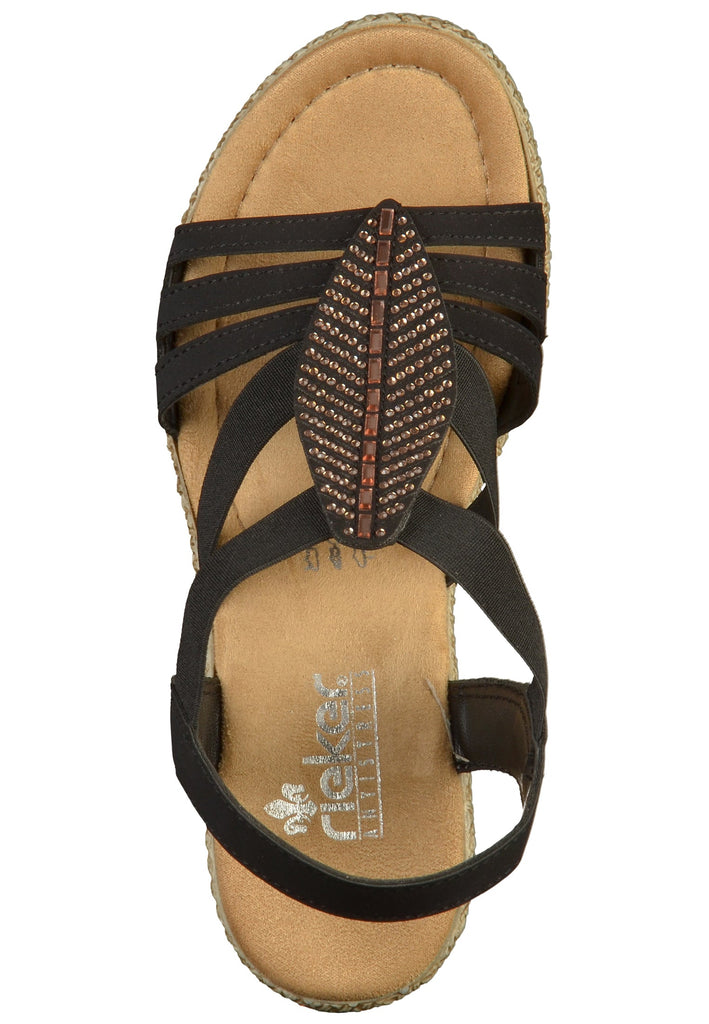 Rieker Sandalen Lederimitat Schwarz