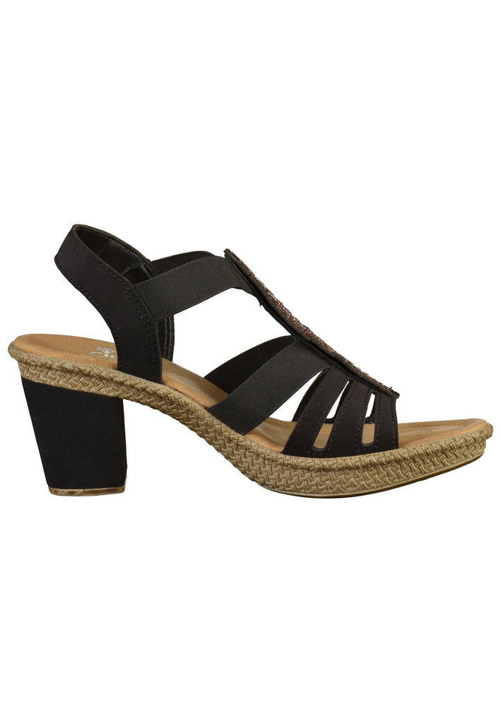 Rieker Sandalen Lederimitat Schwarz