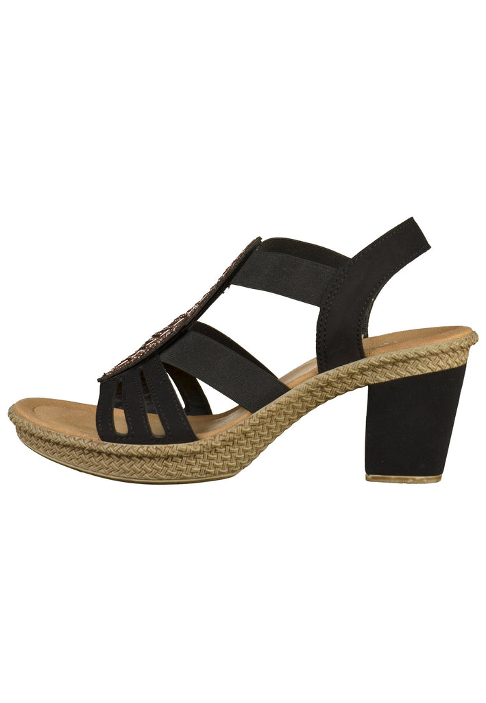 Rieker Sandalen Lederimitat Schwarz
