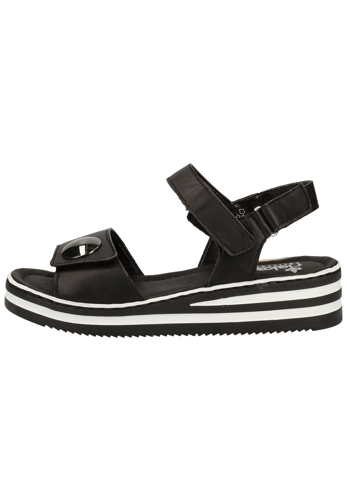 Rieker Sandalen Lederimitat Schwarz