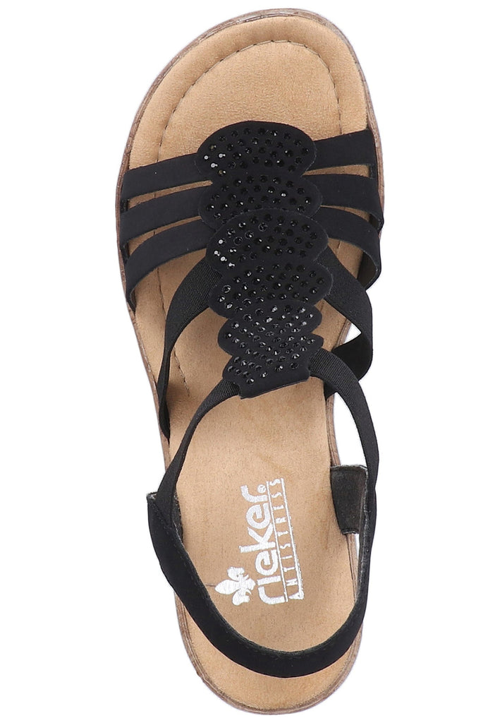 Rieker Sandalen Lederimitat Schwarz
