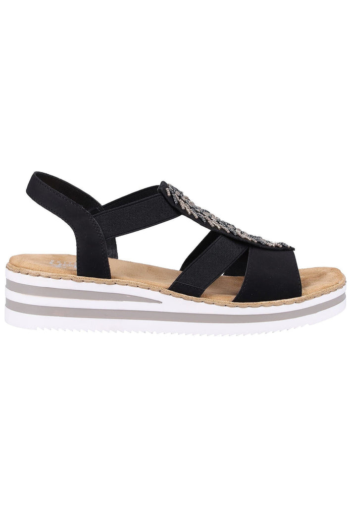 Rieker Sandalen Lederimitat Schwarz