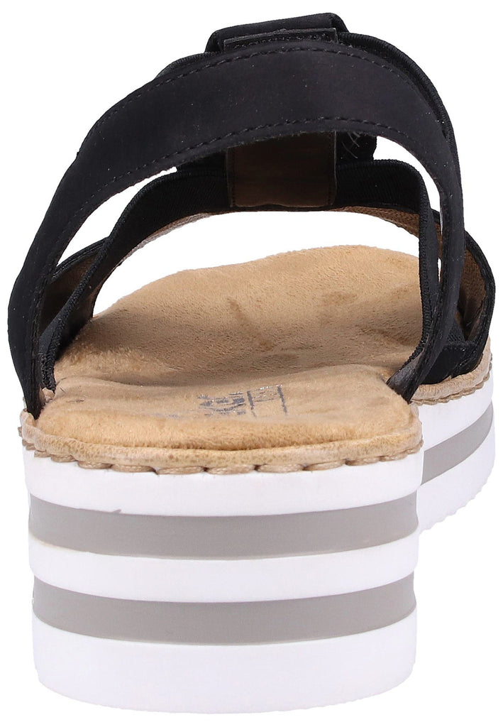 Rieker Sandalen Lederimitat Schwarz