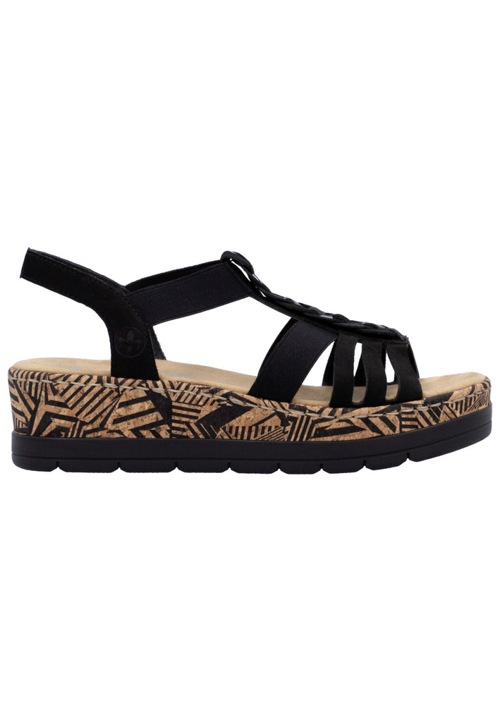 Rieker Sandalen Lederimitat Schwarz Kombi
