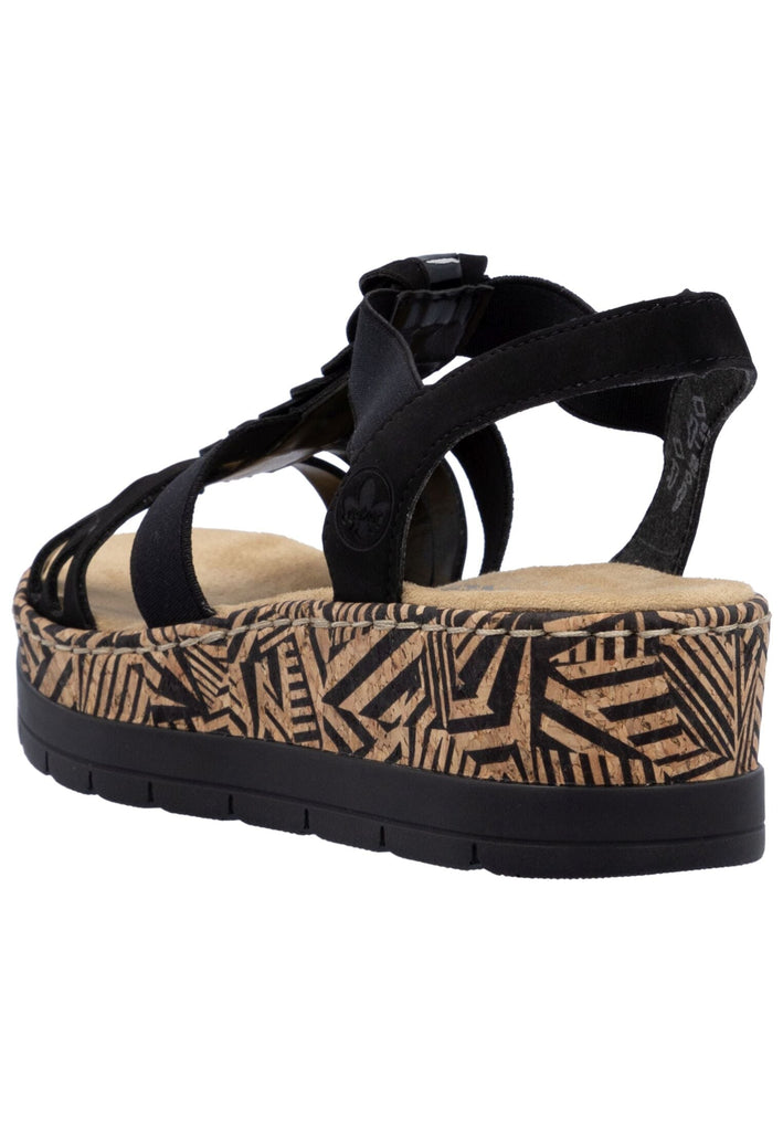 Rieker Sandalen Lederimitat Schwarz Kombi
