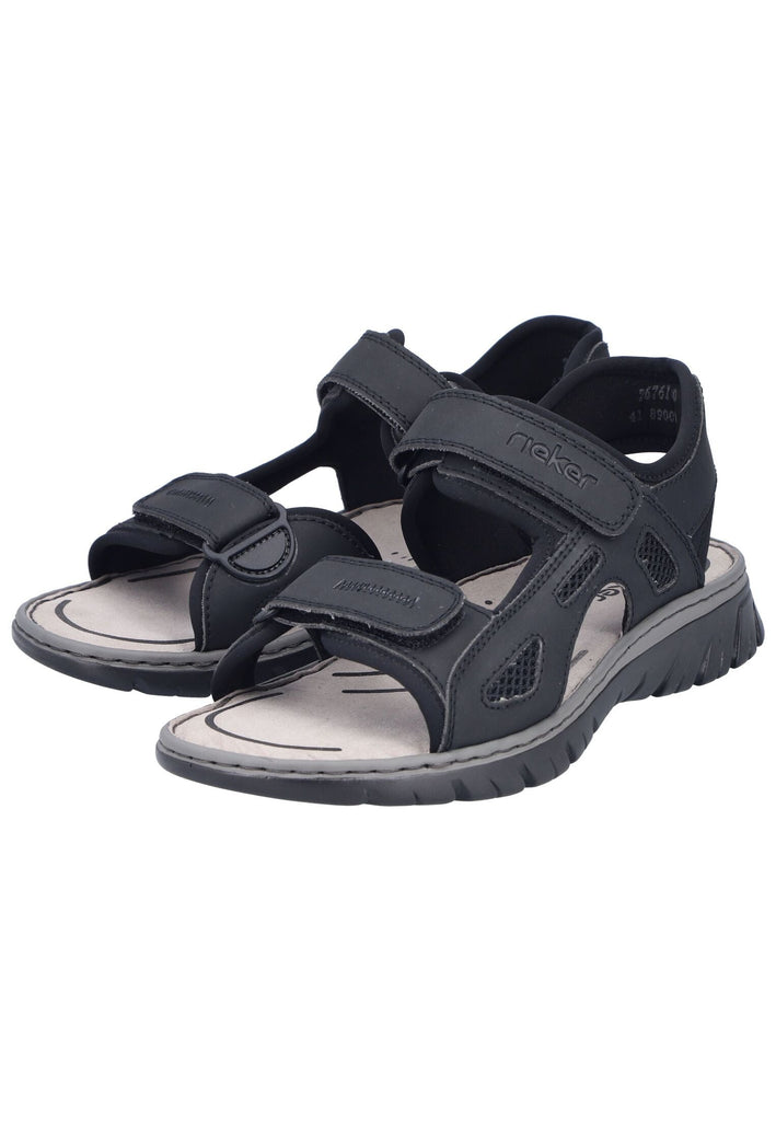 Rieker Sandalen Lederimitat Schwarz/Schwarz