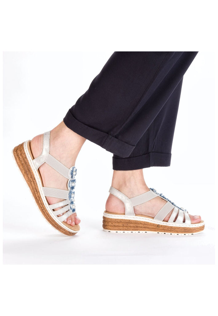 Rieker Sandalen Lederimitat Silber/Blau