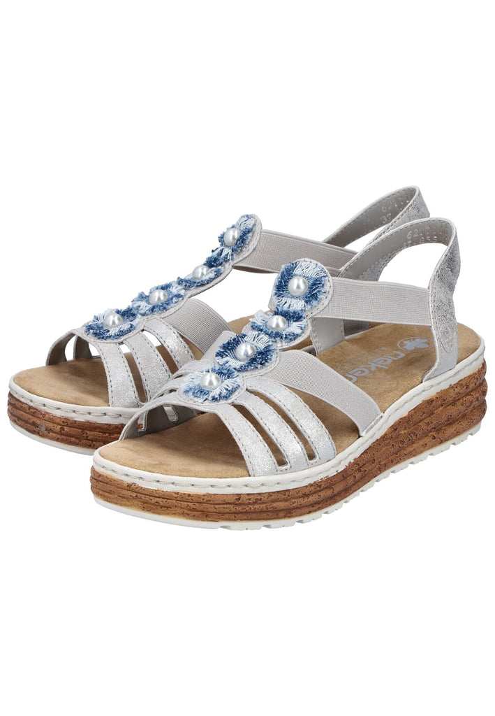Rieker Sandalen Lederimitat Silber/Blau