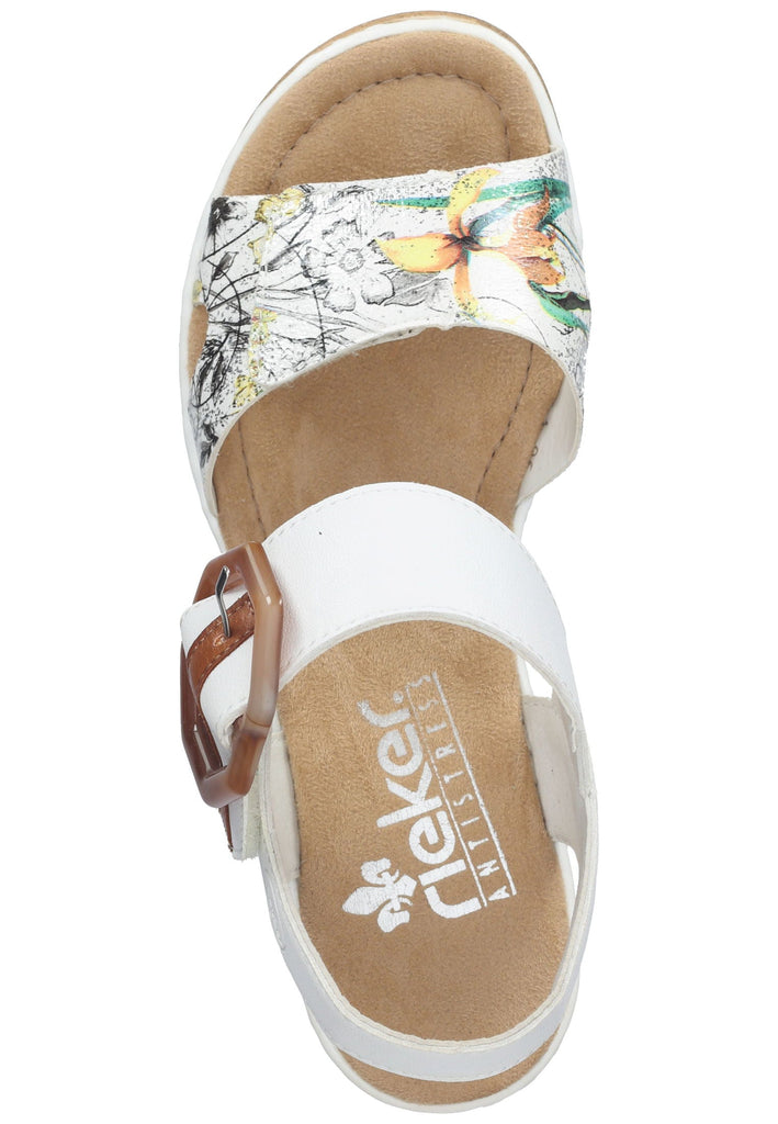 Rieker Sandalen Lederimitat Weiß/Braun