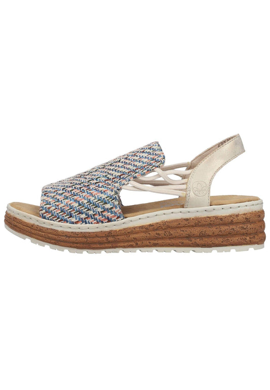Rieker Sandalen Textil Blau/Beige