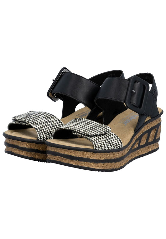 Rieker Sandalen Textil Schwarz/Beige