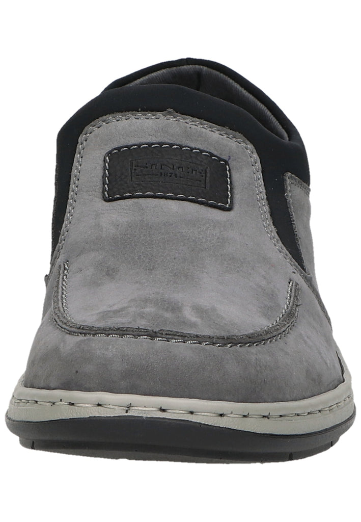 Rieker Slipper Leder/Synthetik Grau/Schwarz